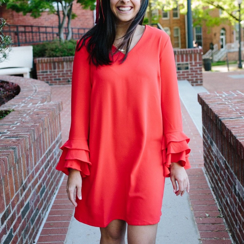 Orange Ruffle Sleeve Dress!!